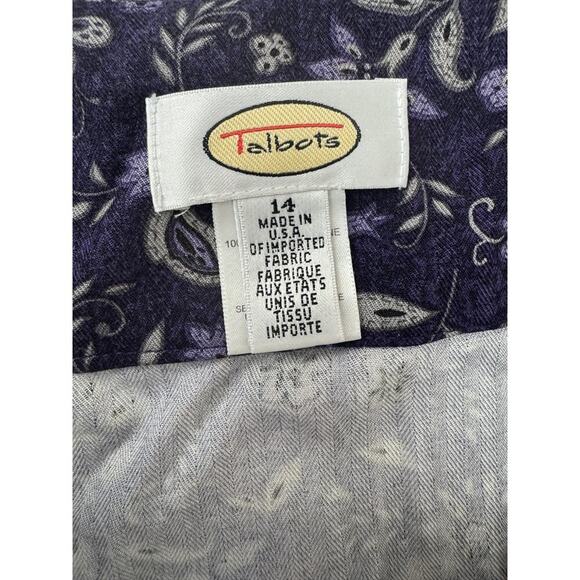 VINTAGE Y2K 90s Women Midi Skirt Talbots purple floral rayon Cottagecore 14 - Picture 4 of 8